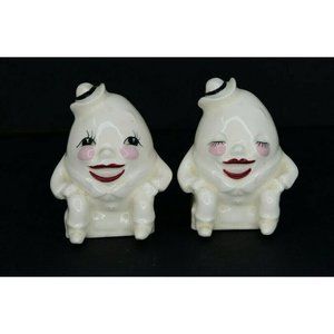 Vintage Anthropomorphic Egg Head Humpty Dumpty Couple Salt and Pepper Shakers